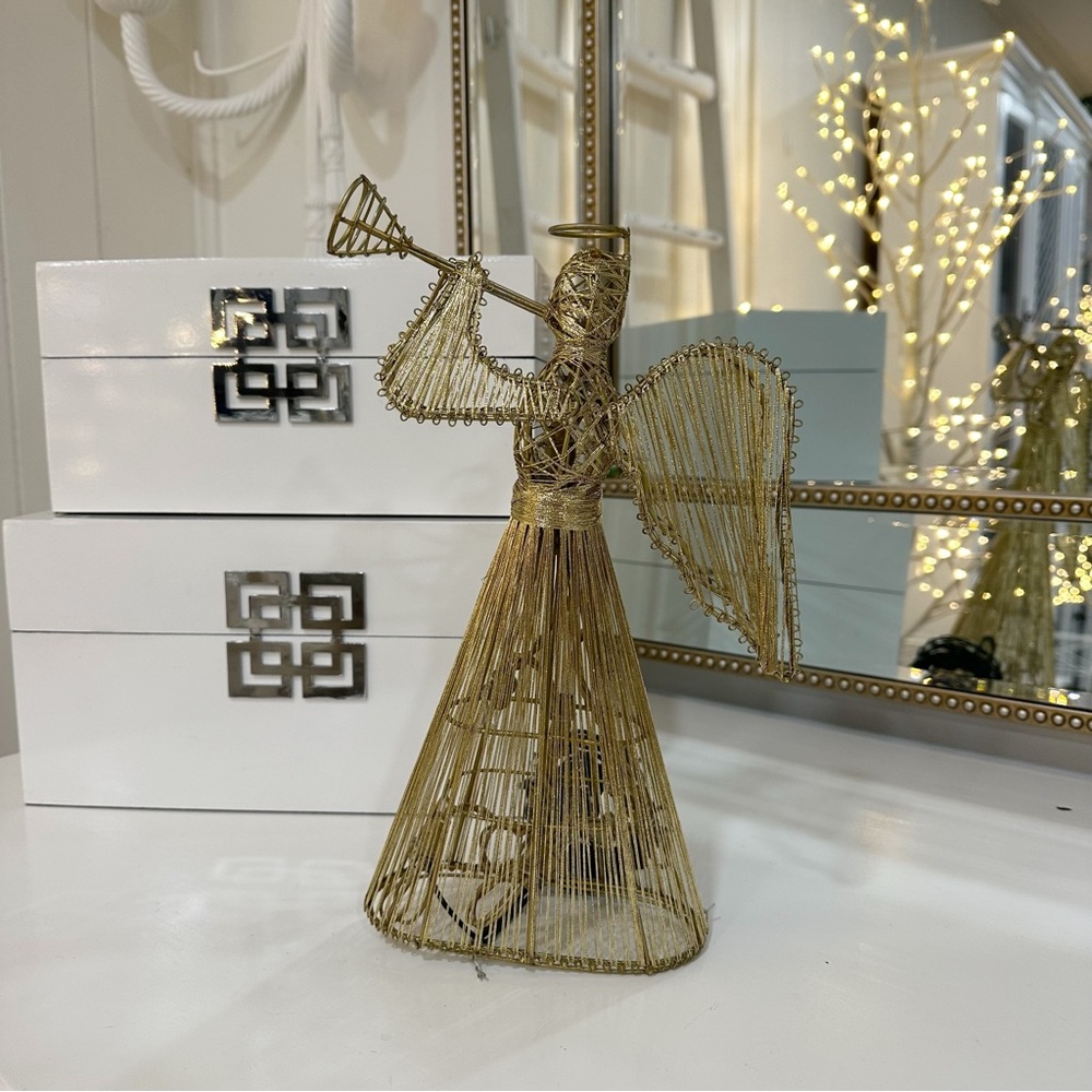 Gold Sparkly Angel Tree Topper Christmas Decoration Lights